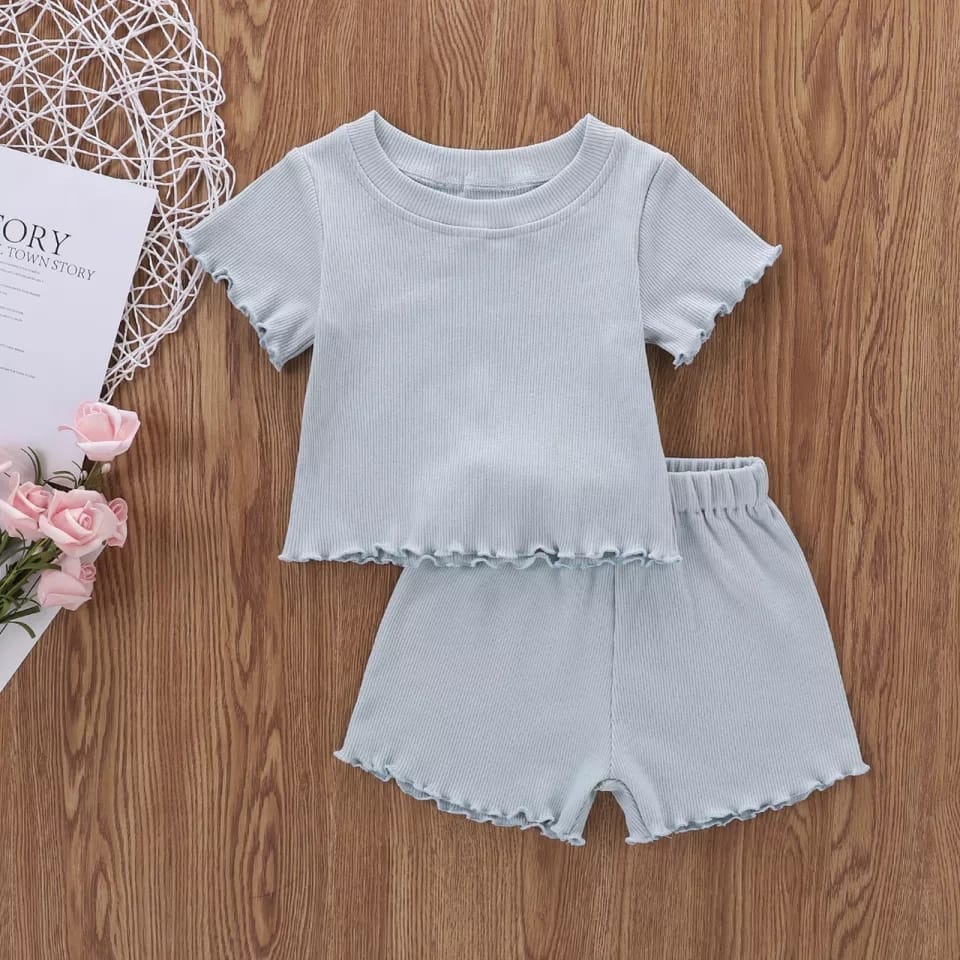 BEFAST - ZTL OOTD Setelan Anak ACHA / set anak rabella / Setelan Anak Perempuan / Oneset Anak Lucu / Pakaian Anak Perempuan Casual / Set Atasan Kaos Lengan Pendek+Celana Pendek / Oneset Anak-Anak Polos Santai Rumahan / Keluaran Terbaru 2022