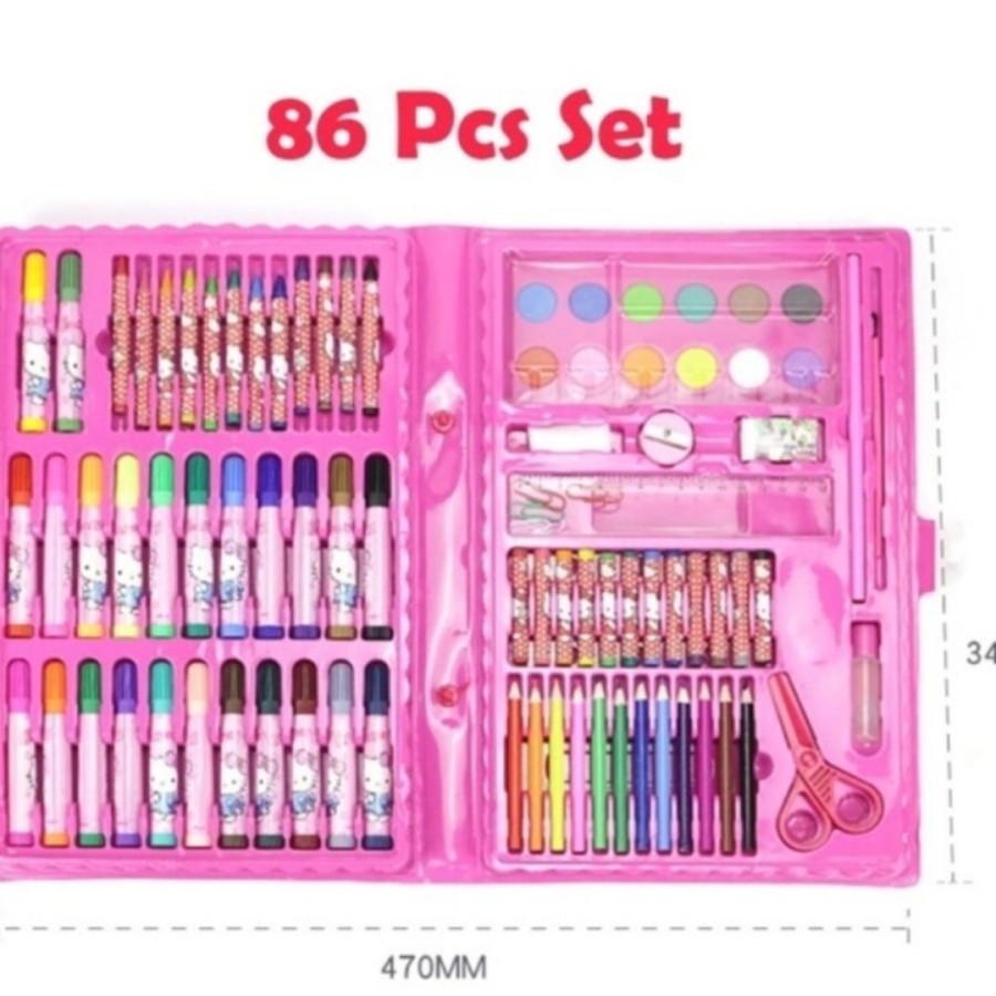 Colouring Set 86 in 1 Crayon Karakter Cat Air Pensil Warna Stationary