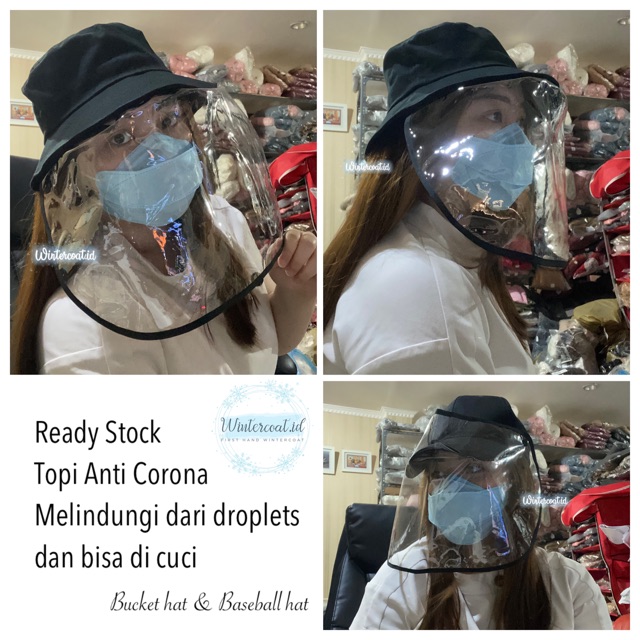 Topi Anti Corona Ready Indonesia anti droplets melindungi virus covid 19 bucket hat