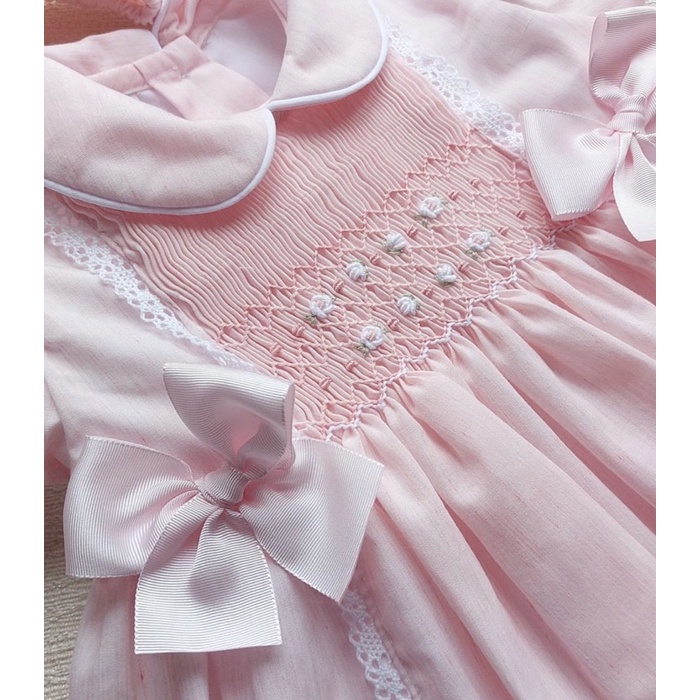 pretty originals "Kiki" Pink Smocked Dress, Bloomers & Headband