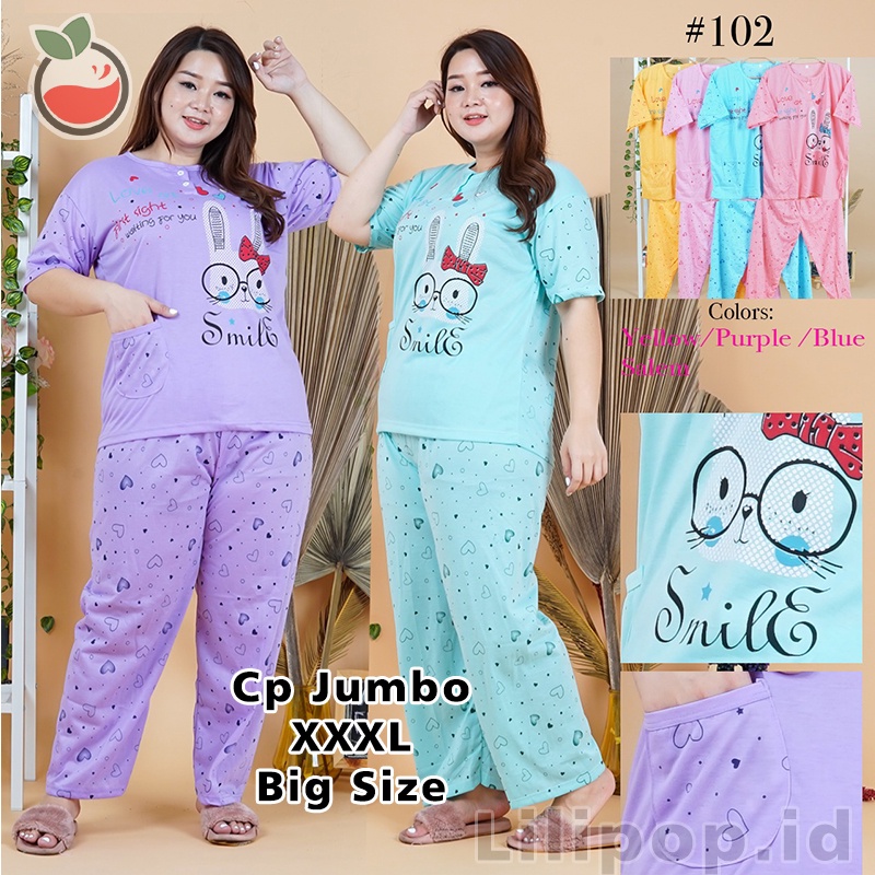 Baju Tidur Wanita CP Jumbo Bigsize Babydoll HELBES BUNY  XXL Celana Panjang Busui Bumil  Oversize Ko