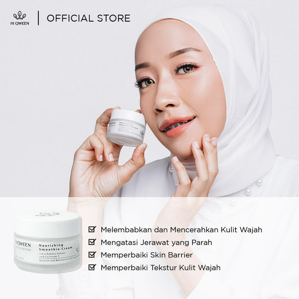 Hiqween Nourishing Smoothie Cream 15 Gr Melembabkan dan Mencerahkan Kulit Wajah Mengatasi Jerawat yang Parah, Memperbaiki Skin Barrier, Memperbaiki Tekstur Kulit Wajah