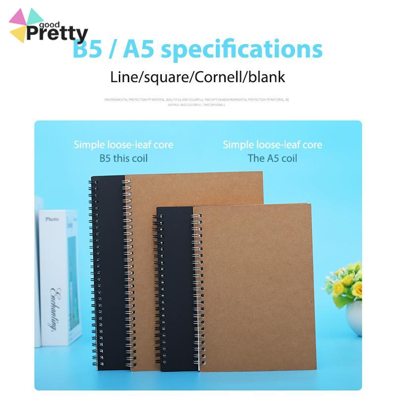 A5 Kraft Paper Coil Book Simple Student Notebook Meeting Notepad Buku Akuntansi Portabel - PD