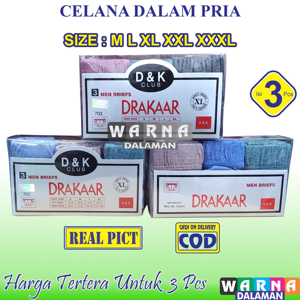3 Pcs Celana Dalam Pria Dewasa Bahan Adem Lembut Warna Random | WARNA DALAMAN