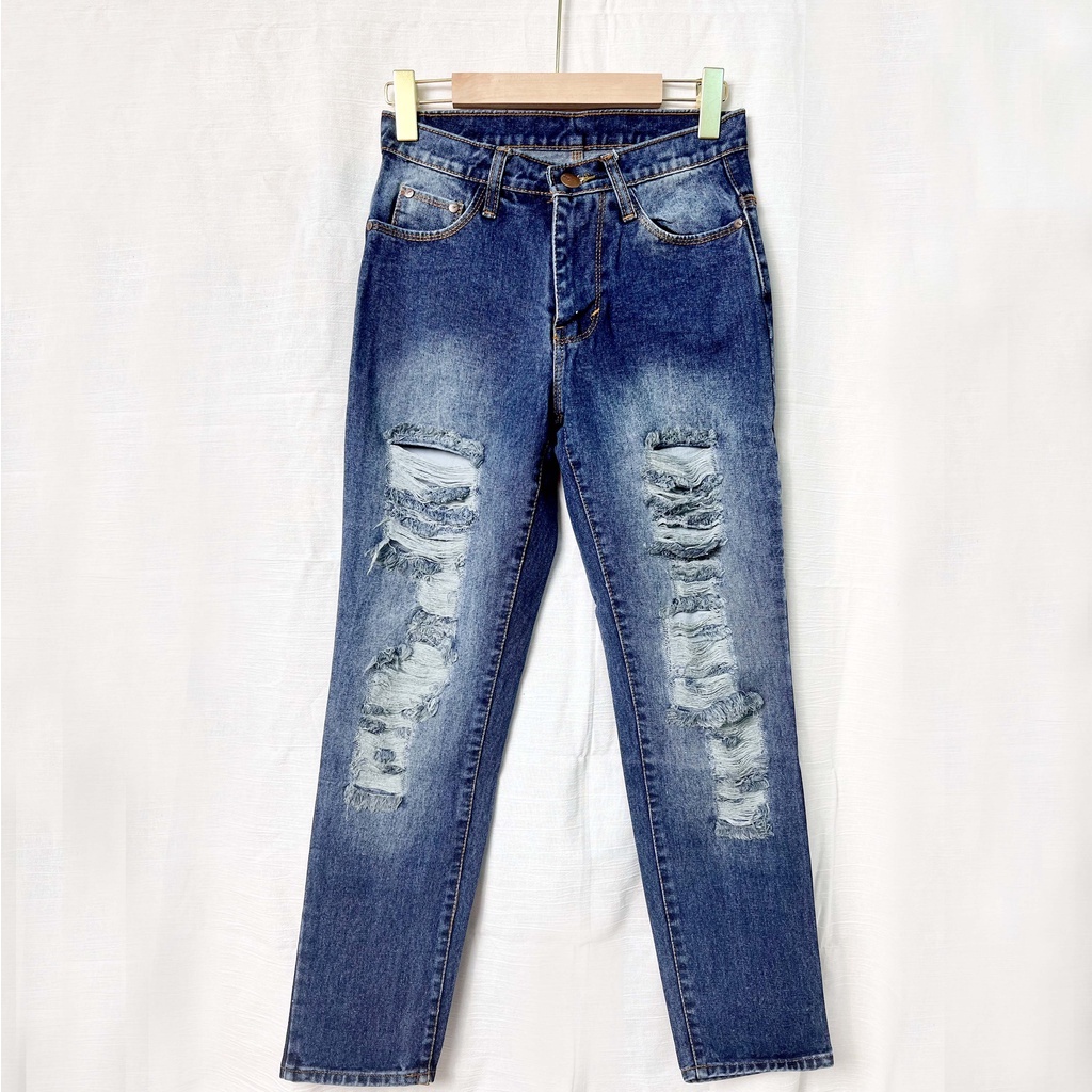 HOPYLOVY SALE - Celana Wanita Boyfriend Ripped Jeans  BF Shalini