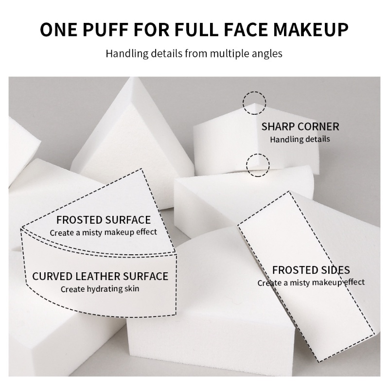 Spons Puff Makeup Multifungsi Bentuk Segitiga Bahan Kulit Lembut Elastis Ramah Kulit