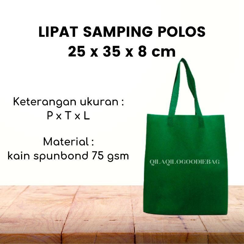 

TAS SPUNBOND LIPAT SAMPING POLOS ukuran 25 x 35 x 8 cm (P x T x L)