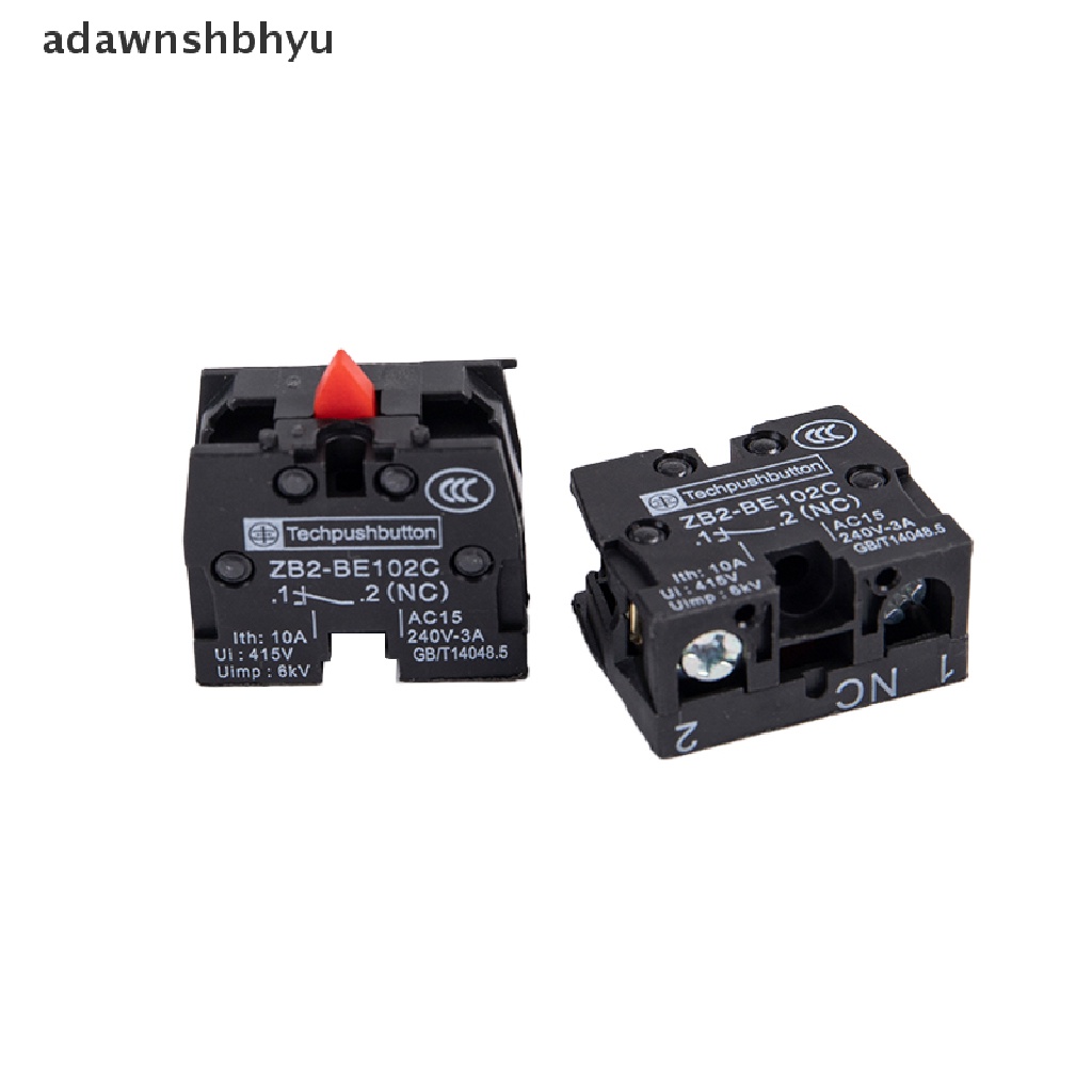 Adawnshbhyu 2pcs XB2 Push Button Switch ZB2-BE102C(NC) Blok Kontak ZB2-BE101C (NO)