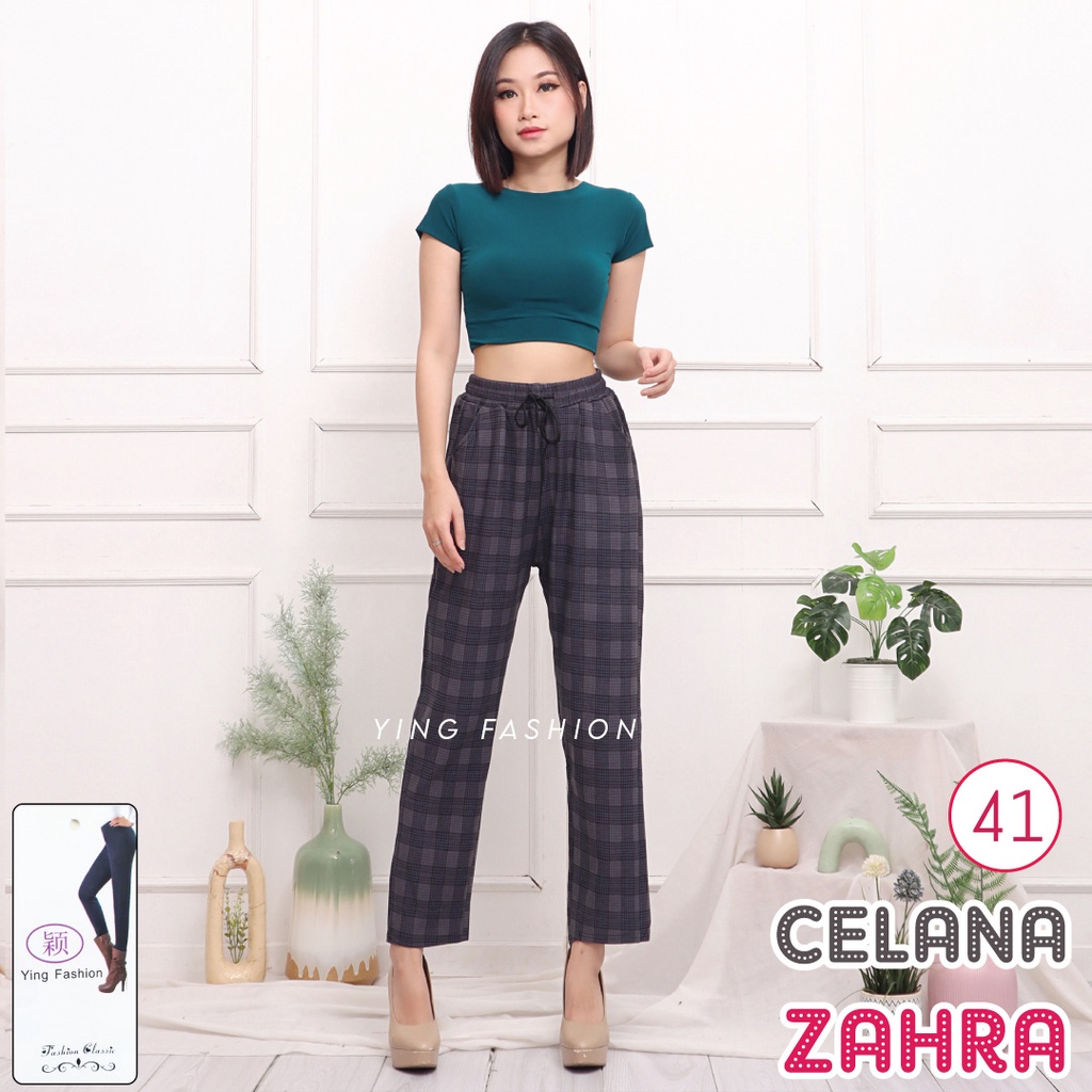 CELANA YING # 41 / CELANA HITAM / CELANA BIG SIZE / Celana kotak kotak wanita / CELANA PANJANG WANITA / CELANA YING FASHION