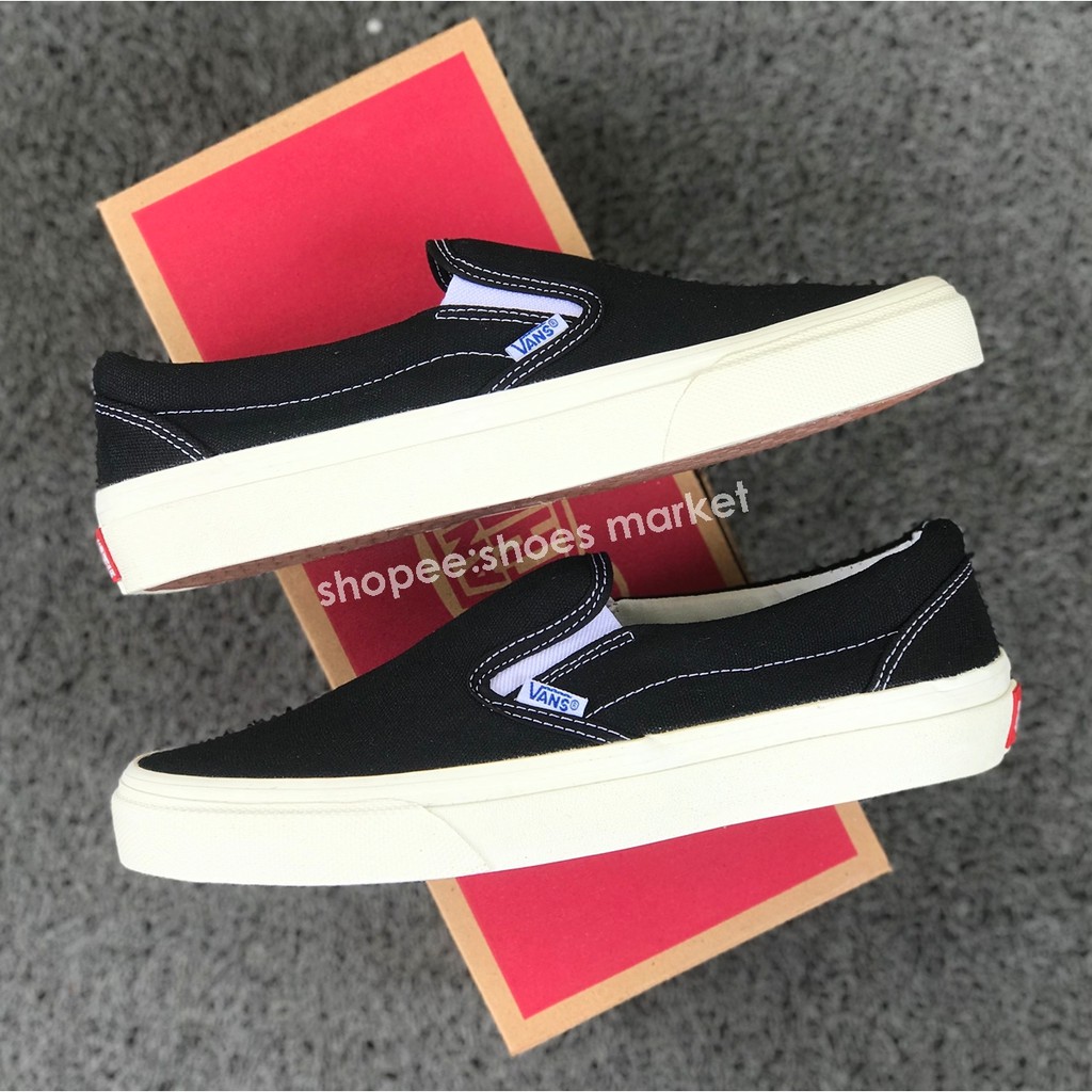 Sepatu Vans Slip On OG Black White - Free Kaos Kaki