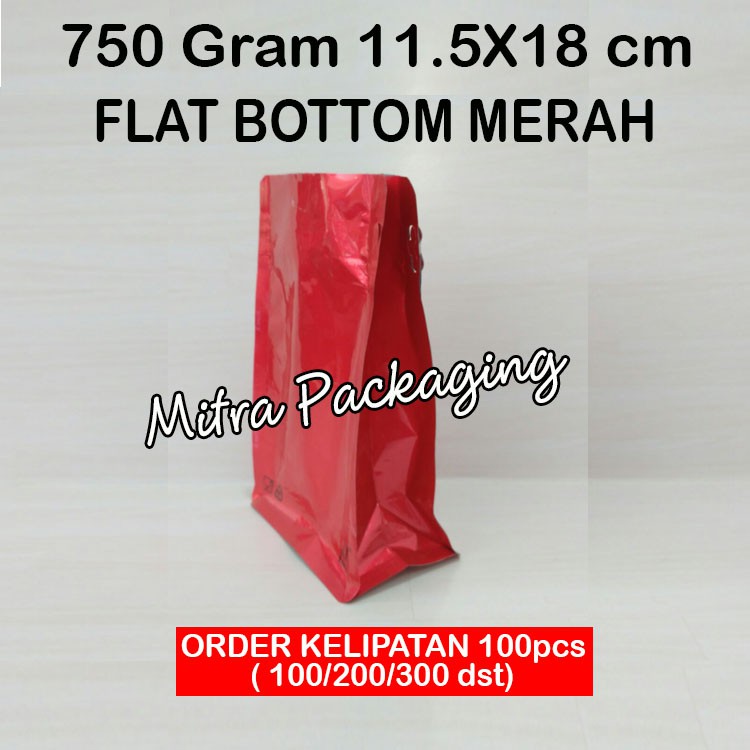 KPACK Kemasan Flat Bottom Super Padat Merah 750+ZIPLOCK/Kemasan Kopi 200-250gr/Snack