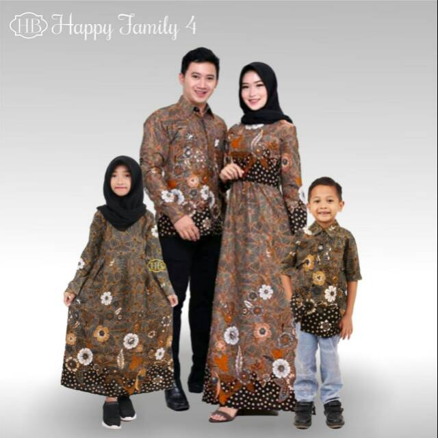 COUPLE BATIK HAPPY FAMILY 4 SARIMBIT KELUARGA MURAH SERAGAM KELUARGA