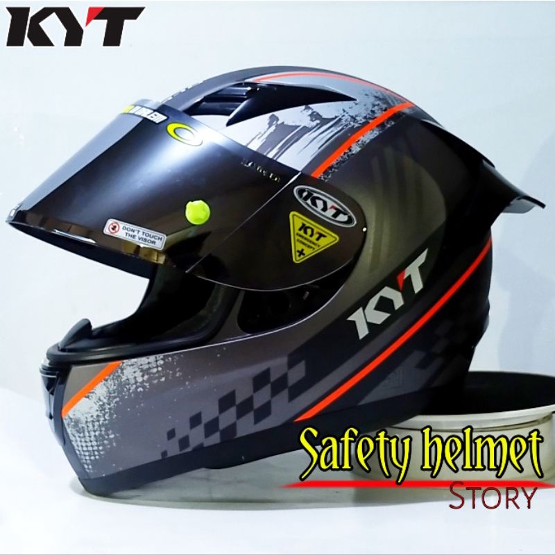 Helm Full face KYT R-10 solid white Leopard Modif Paket ganteng (Original)-P.g gunmetal red