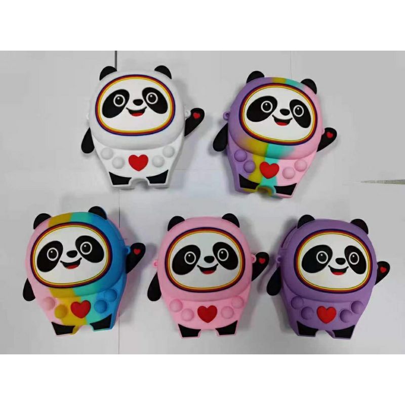 Tas Selempang Anak Perempuan Pop It Jelly Rubber Silikon Karakter Boneka Panda Terbaru Import Mini