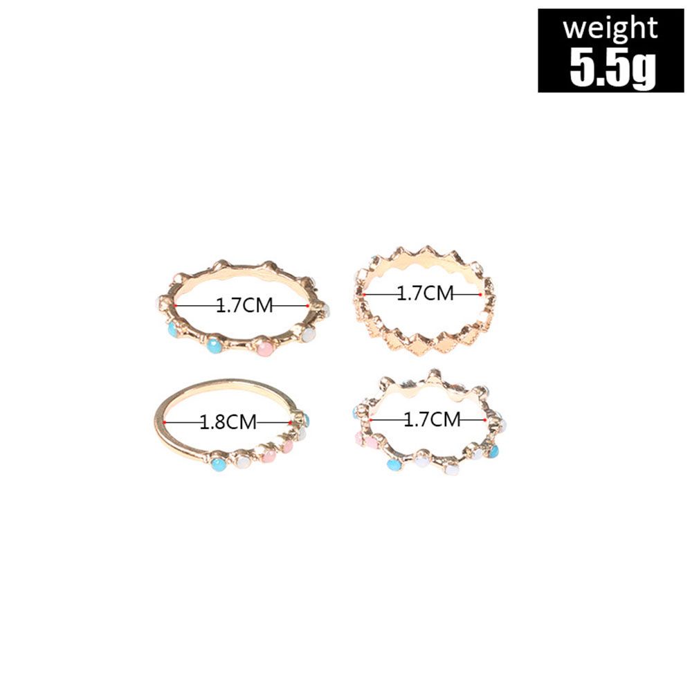 Needway  Trendy Jewelry Boho Gift for Women Finger Ring Wedding 4Pcs/Set Minimalist Female Fine Ethnic Fashion Accessories/Multicolor