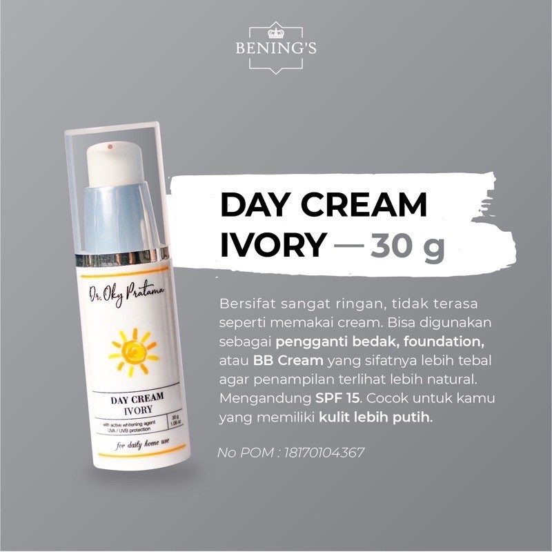Day Cream (CC Cream) Ivory By Dr. Oky Pratama Bening Skincare / Benings Clinic