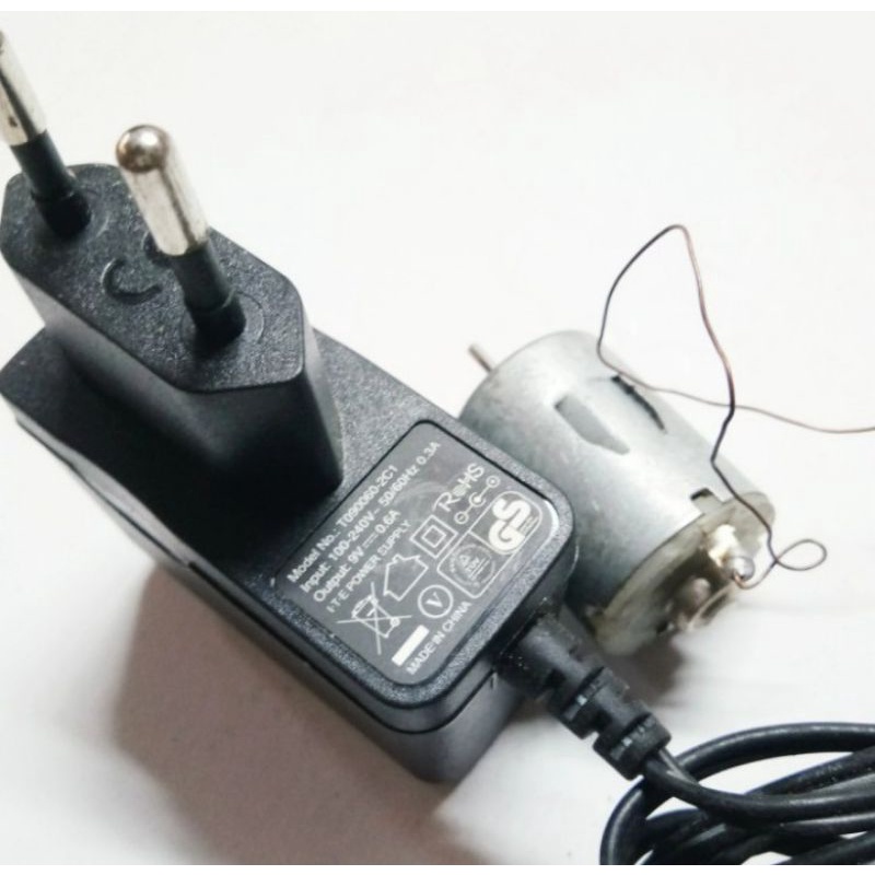 Mini DC brushed motor 5 - 9vdc 15.000rpm sepaket plus adapter 9vdc