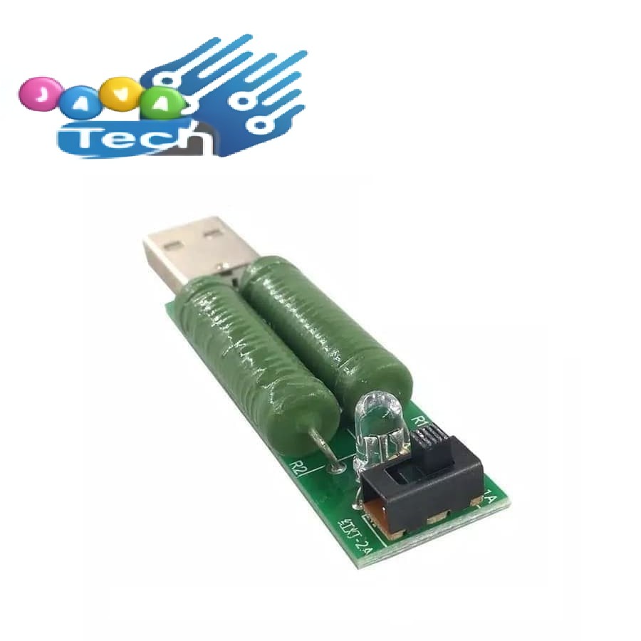 USB Mini Discharge Interface Load Resisto 1A / 2A with Switch Green