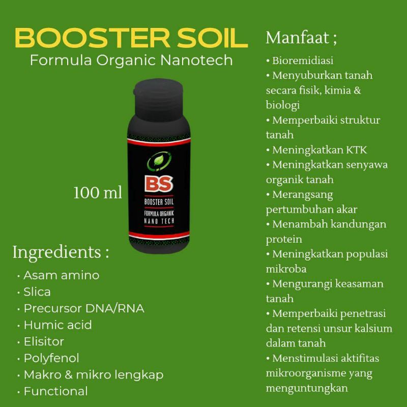 BOOSTER SOIL 100ml/Pupuk buah dan sayur /pupuk buah /organik /media tanam /cabe /jagung /padi /asam amino /pupuk daun  /buah /farm /durian /jagung /jeruk