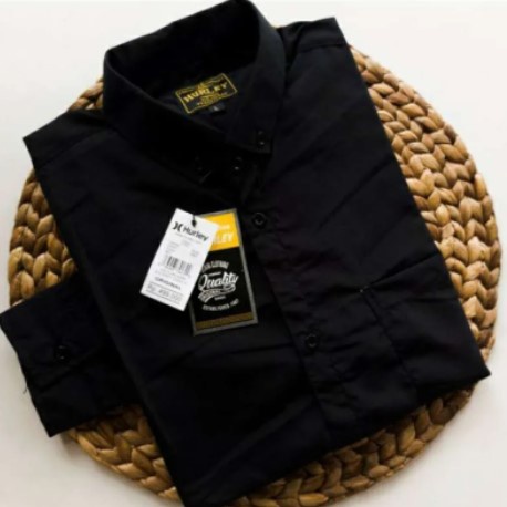 Kemeja hitam baju hitam hem hitam  Polos Pria Lengan Panjang