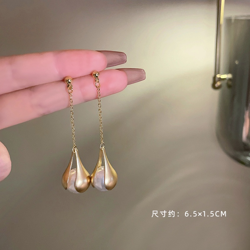 Anting Gantung Panjang Model Rumbai Dengan Mutiara Bahan Silver 925 Untuk Wanita