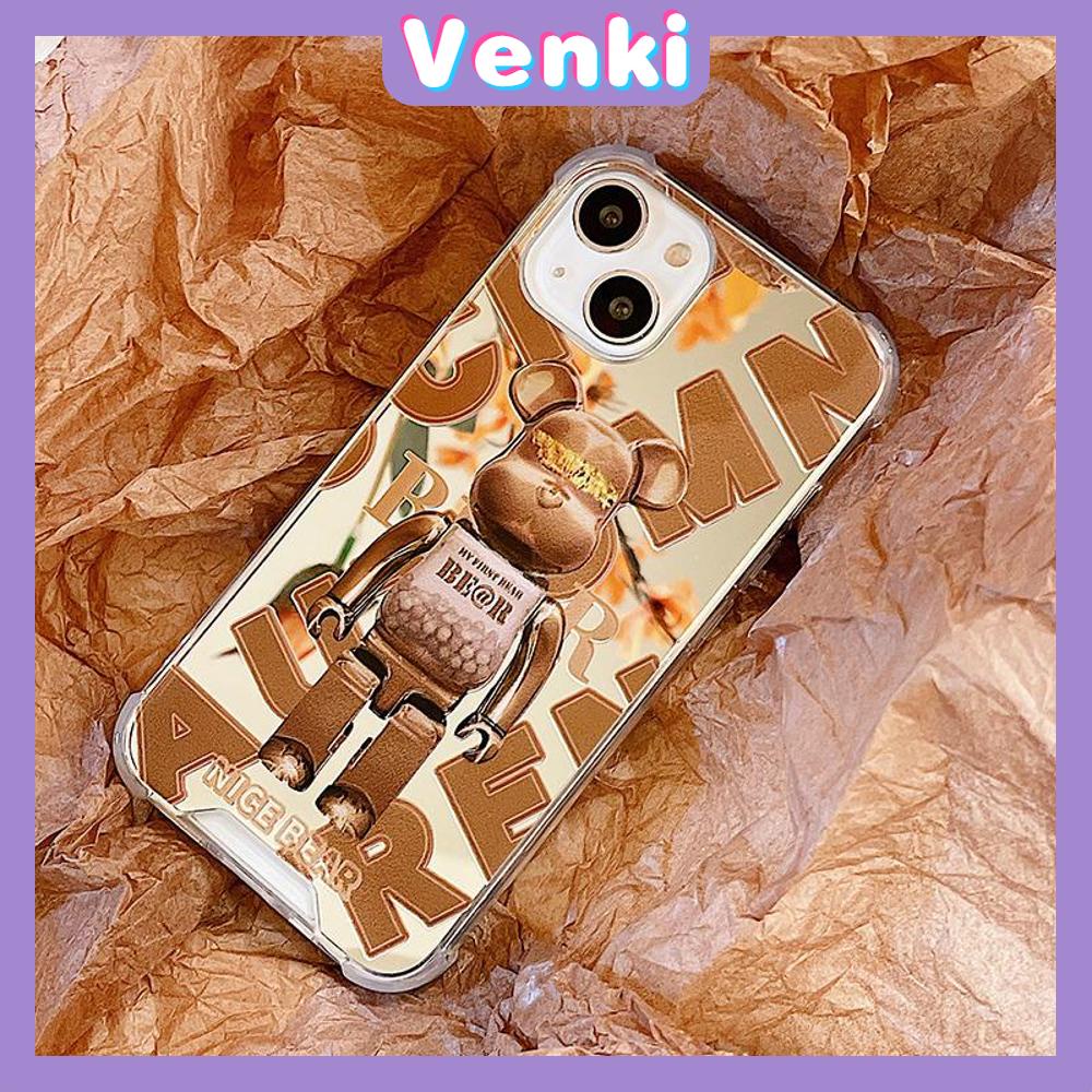 iPhone Case Luxury Acrylic Mirror Airbag Shockproof Protection Camera Brown Bear Compatible For iPhone 11 Pro Max 13 Pro Max 12 Pro Max 7Plus XS Max