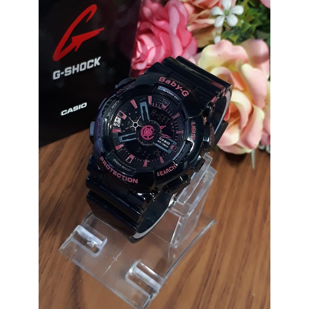 Jam tangan ladies/cewek murah Casio Baby G Baby-G GA110 black list pink