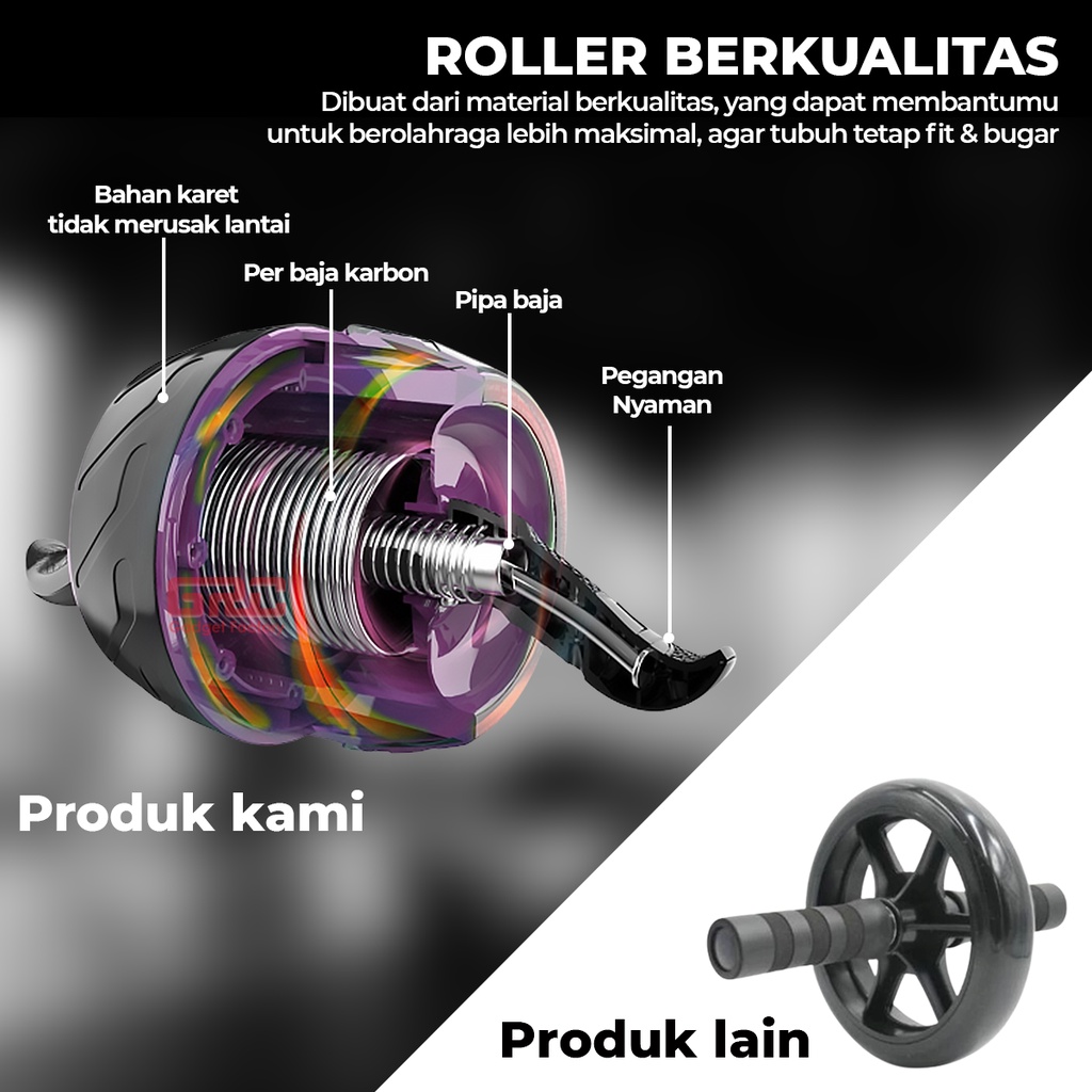 AB Roller Wheel Pull Rope Fitness Equipment Roda Latihan Perut Gym