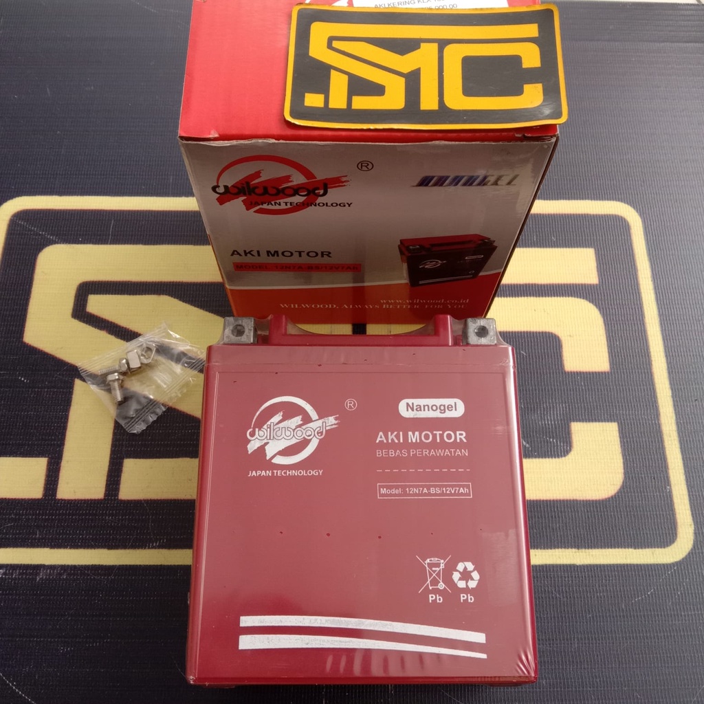 Aki / Baterai Motor 12N7A-BS 12V7Ah NanoGel Kawasaki KLX 150 / KLX 250 / Vespa Matic Spint Wilwood