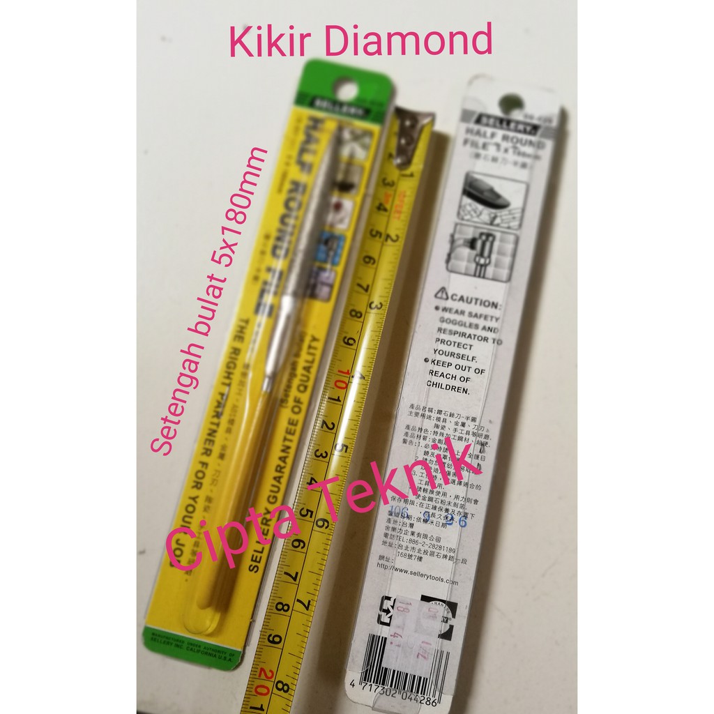 Kikir Diamond Setengah Bulat Sellery 5mmx180mm Kikir intan 1/2 Bulat Panjang 18 cm