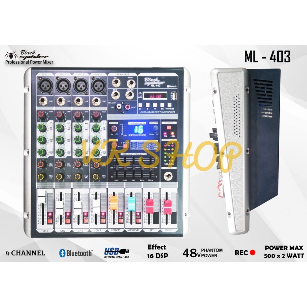 POWER MIXER BLACKSPIDER ML403 1000 WATT ORIGINAL BLACK SPIDER ML 403