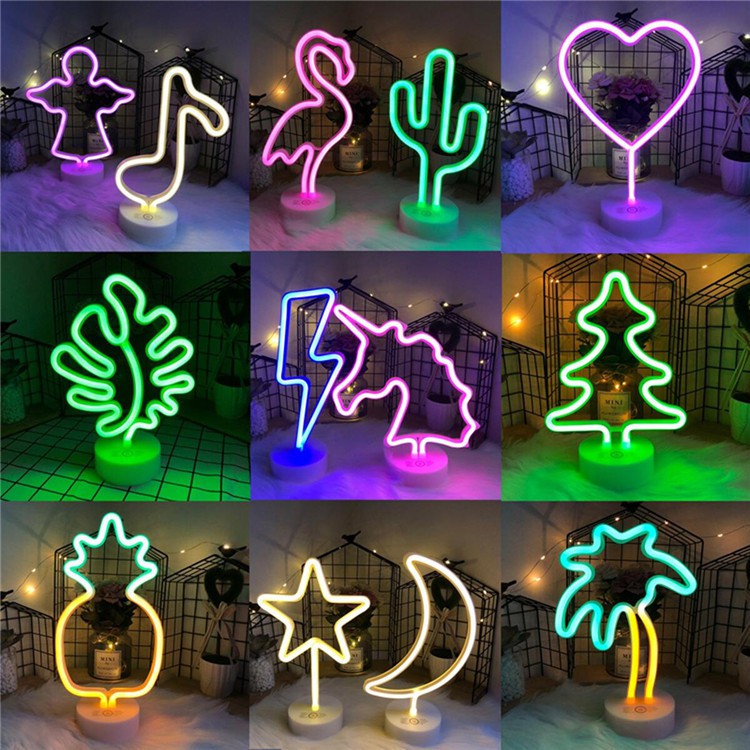 LAMPU HIAS NEON LED dekorasi tumblr light - flamingo unicorn cactus - neon flex HANGING/GANTUNG