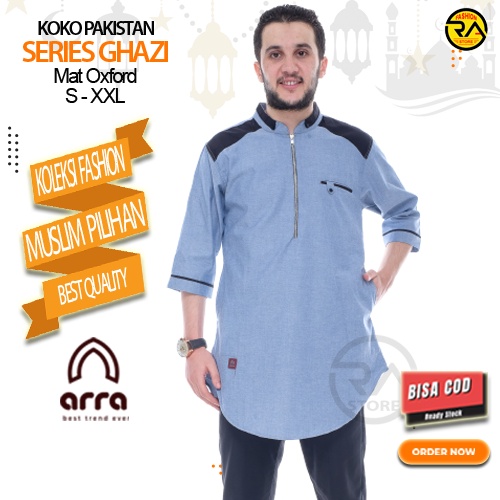 Baju Koko Kurta Kokoh Pria Dewasa Lengan 3/4 Katun Oxford Premium Terbaru Jumbo Big Size Setelan Dew
