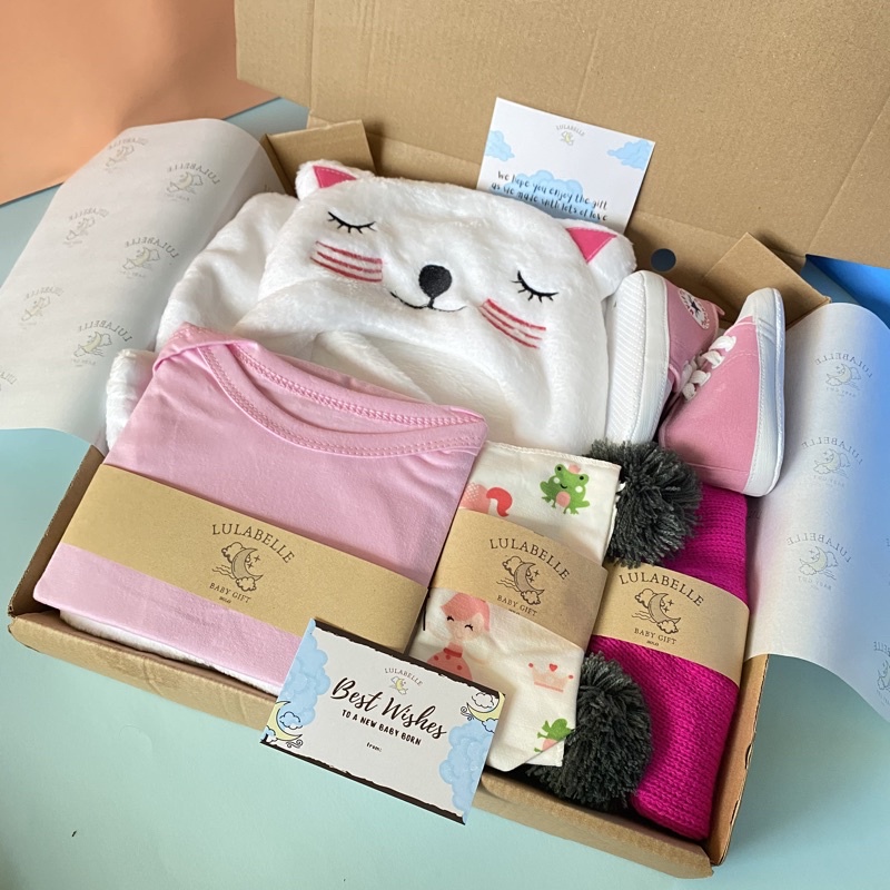 HAMPERS BAYI | KADO LAHIRAN BAYI / NEWBORN GIFT / HAMPERS BABY-CAT WHITE
