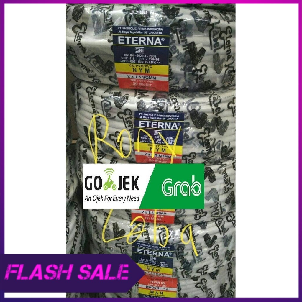 KABEL ETERNA 2x1 5mm   ETERNA 2 X 1 5 MM  1 ROLL 50meter    Putih