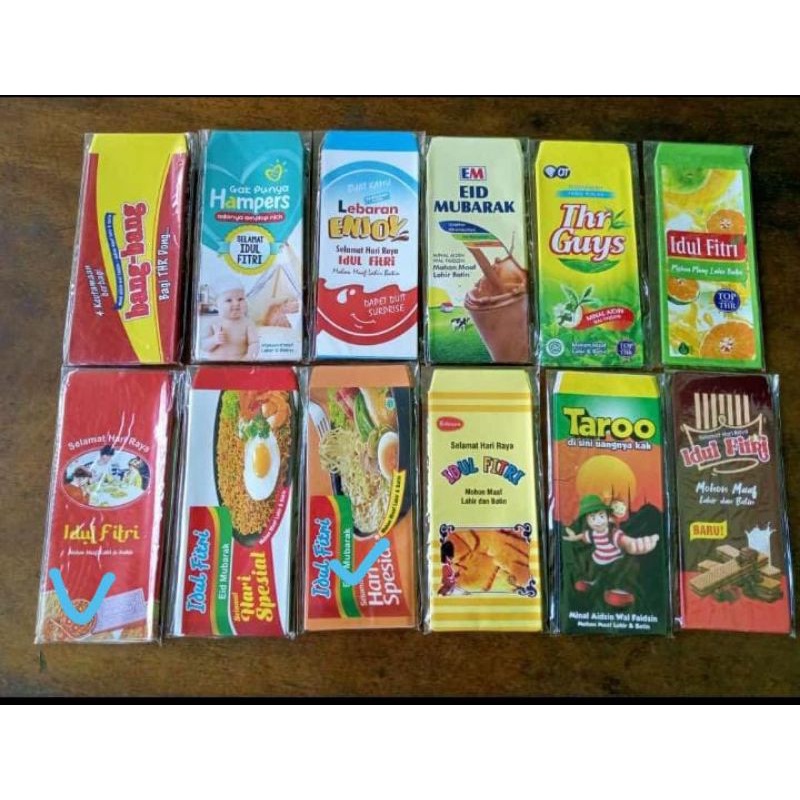 

Amplop lebaran motif makanan dan minuman