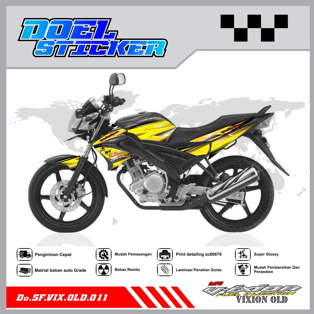 STICKER STRIPING VIXION OLD LAMA - STICKER STRIPING VIXION OLD LAMA 2008-2012 VARIASI HOLOGRAM/PELANGI , CROME DOEL 011