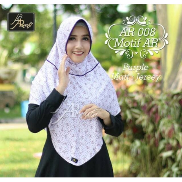 Promo!! Ar 008 Motif Escudo Arrafi Hijab Simpel Jilbab Serut Kerudung Jeblus - Hitam Terlaris!!