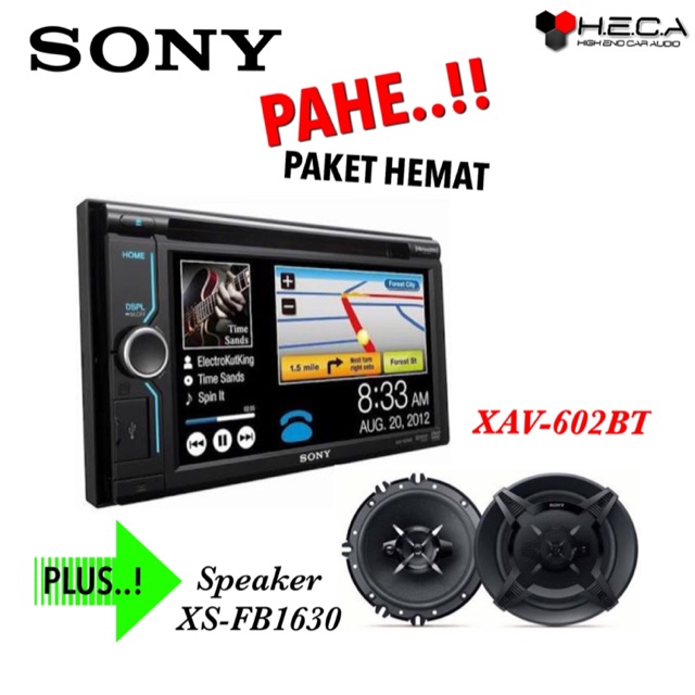 Paket Audio Mobil Sony XAV-602BT XAV602BT Tape XAV 602 BT Double Din XAV 602BT + Speaker XS-FB1630