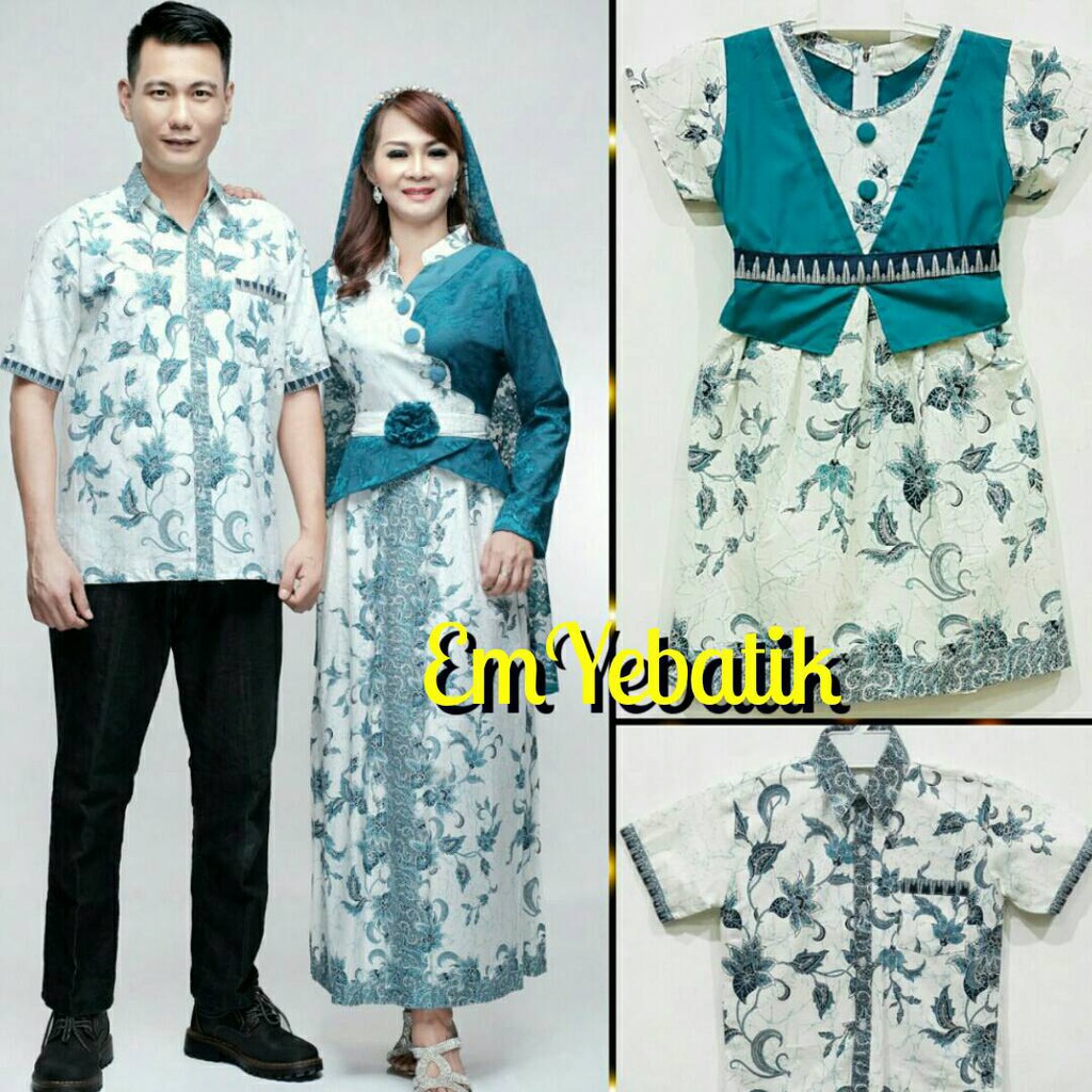 Hot Sale SARIMBIT BATIK KELUARGA/FAMILY GAMIS MUSLIM ZOYA DAUN TOSKA