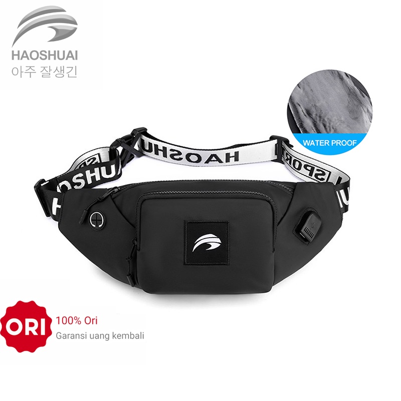 HAOSHUAI 1212 Tas Selempang Pria Tas Pinggang Waistbag Bahan Premium Waterproof WATCHKITE WKOS