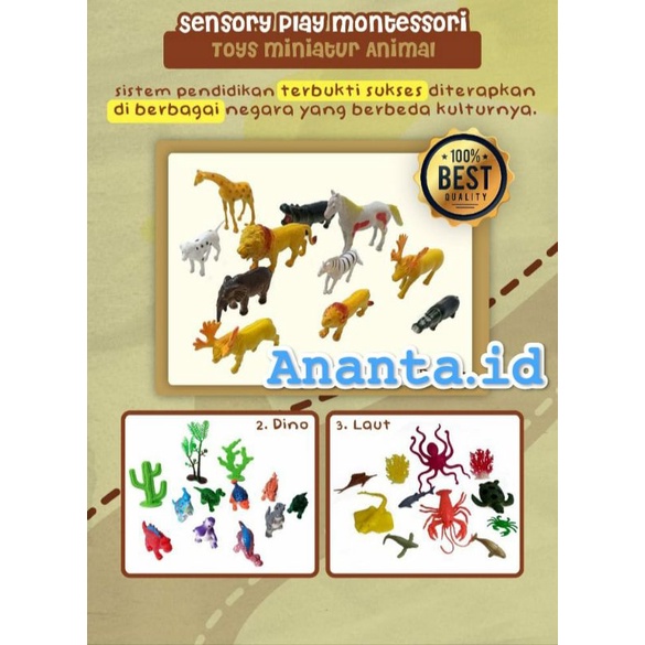 Miniatur Hewan Montessori Mainan Edukasi , miniatur Hewan Darat / Dino /Laut