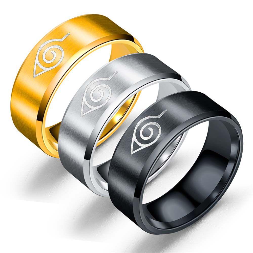 Needway  Naruto Cincin Unik Hitam Sasuke Itachi Ninja Perhiasan Penggemar Anime Hadiah Untuk Pria Wanita Titanium Steel Ring