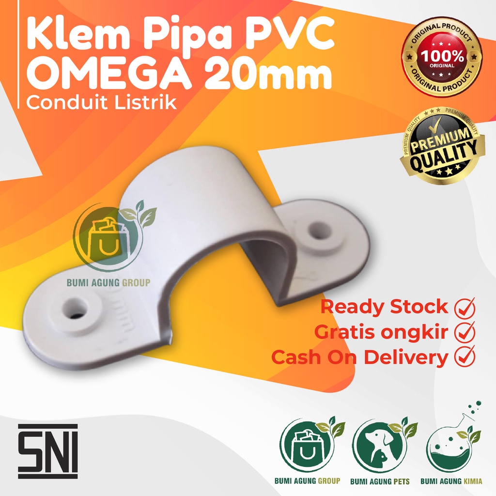 Klem Pipa PVC Conduit Konduit Listrik OMEGA PUTIH 20 MM 20mm PREMIUM