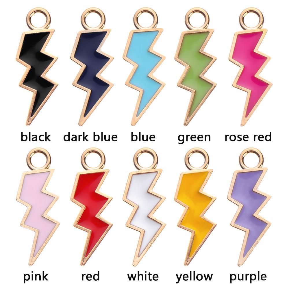 Preva 10PCS Liontin Petir Warna Permen Gelang Anting Kalung Membuat Enamel Charms