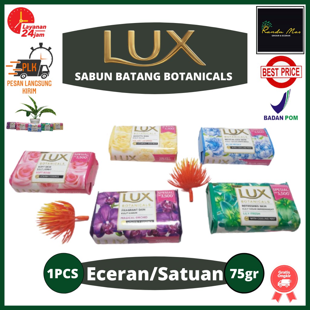 Sabun Mandi Batang Lux Botanicals 75gr Body Soap Batangan