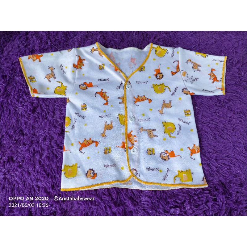 NEWBORN | (3PCS) BAJU BAYI, PUTIH MOTIF JOUNGLE