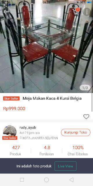 Meja Makan Kaca 4 Kursi Belgia