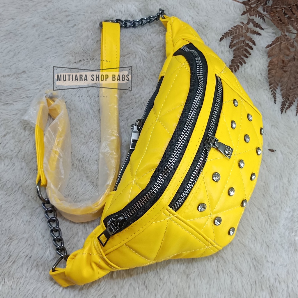 Tas Selempang Pinggang Waisbags Bordir Diamond Full Acc Gold Terbaru