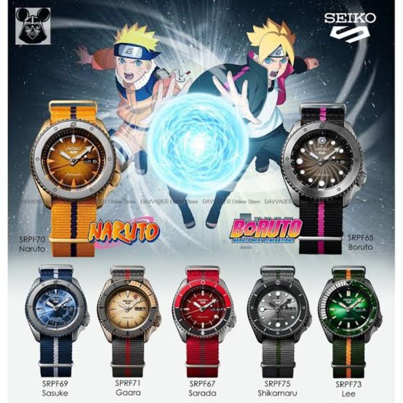 JAM TANGAN SEIKO 5 BORUTO X NARUTO JAM TANGAN PRIA KANVAS JAM TANGAN ANIME TALI KANVAS ANTI AIR